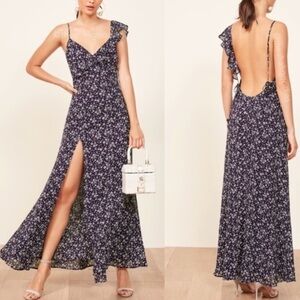 reformation the trista dress in blue bonne